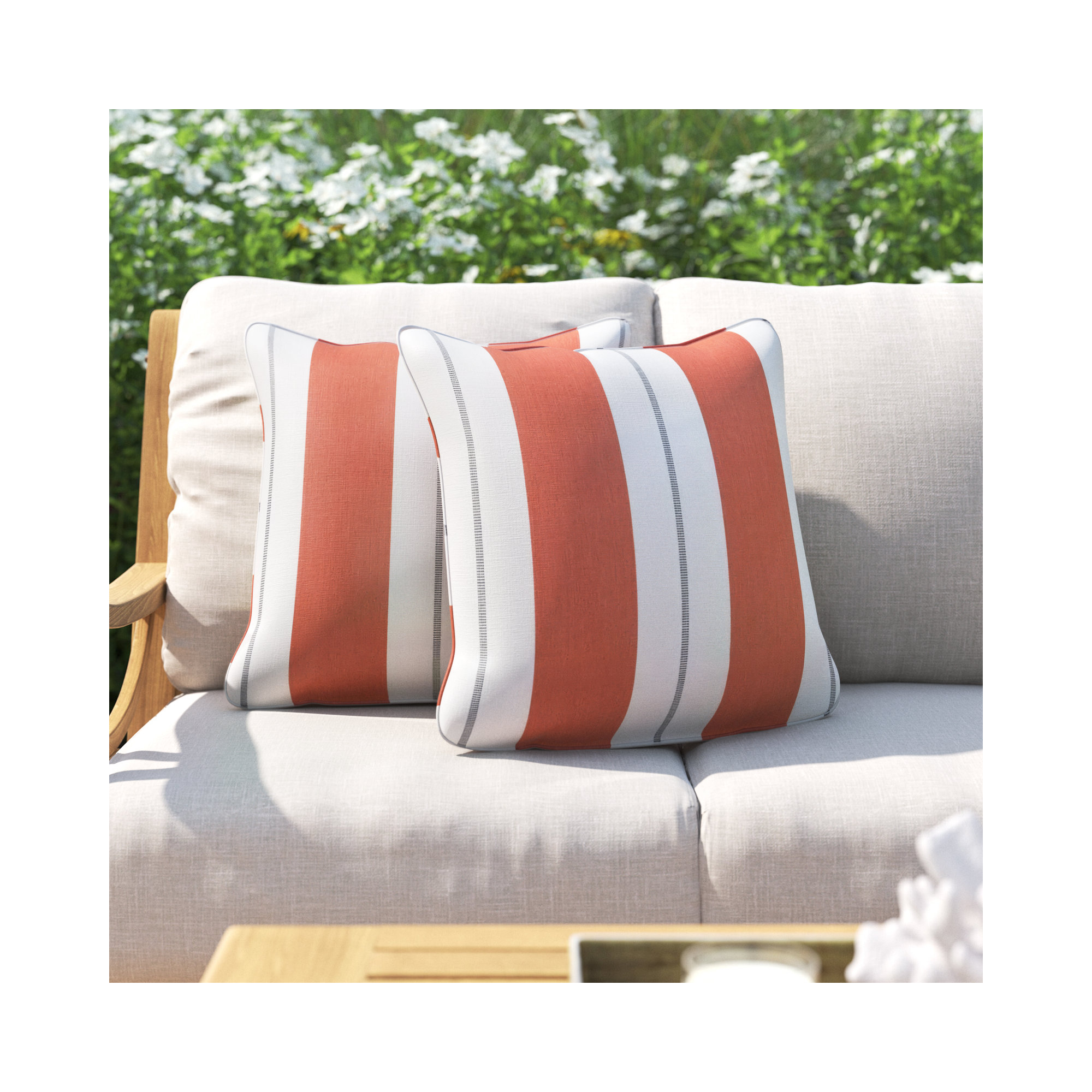 Giule Striped Sunbrella® Indoor/Outdoor Throw Pillow, 22" H x 22" W, Blue