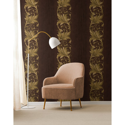 Seabrook Designs Brigid Acanthus Stripe Unpasted Wallpaper