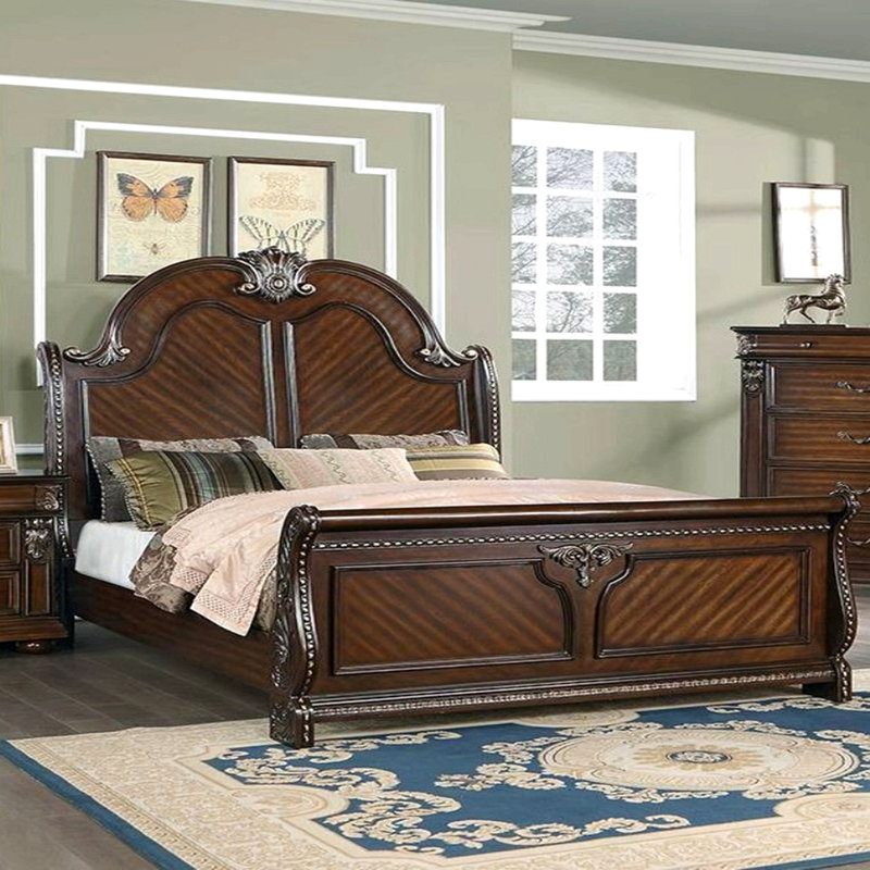 Mobilier de chambre à coucher avec tête de lit et pied de lit style traditionnel grand lit 1pc