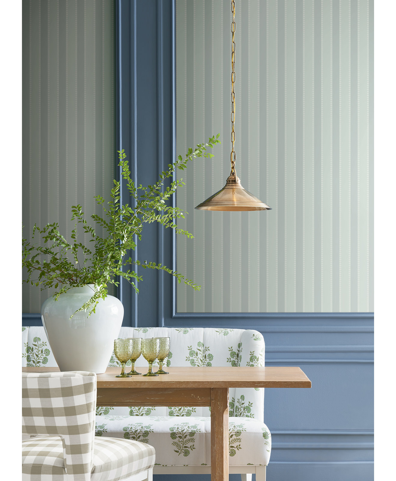 Awning Stripe Wallpaper Double Roll, Blue