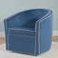 Fauteuil d'appoint pivotant en velours bleu Kendall - Confort moderne Mid-Century pour le salon-652716154