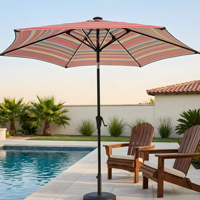 Parasol 9 pi avec lumière rouge et rayures