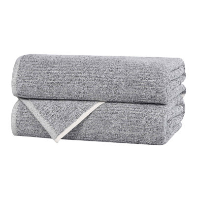 Blue Nile Mills  Viscose Cotton Blend Bath Towel Set - Textured Ribbed Design - Quick-Dry