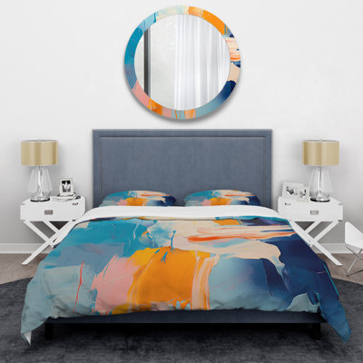 Blue And Yellow Vivid Abstract Whispers Art - Abstract Duvet Cover Set