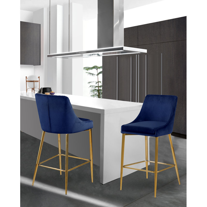 Tabouret de bar 27,5 po Karina, Doré, Velours marine