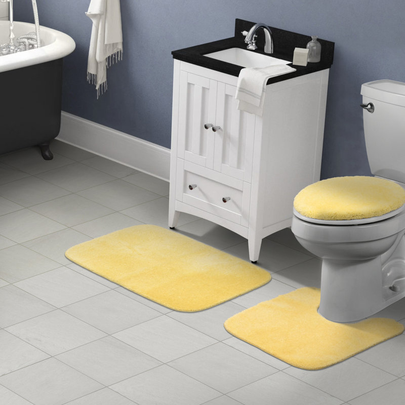 Mccluney 3 Piece Ultra Soft Bath Rug Set with Non-Slip Backing, Rubber Ducky Yellow