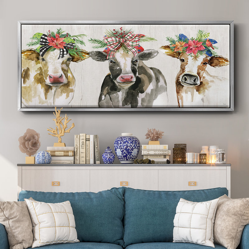 Holiday Gals- Framed Canvas, 12" H x 30" W
