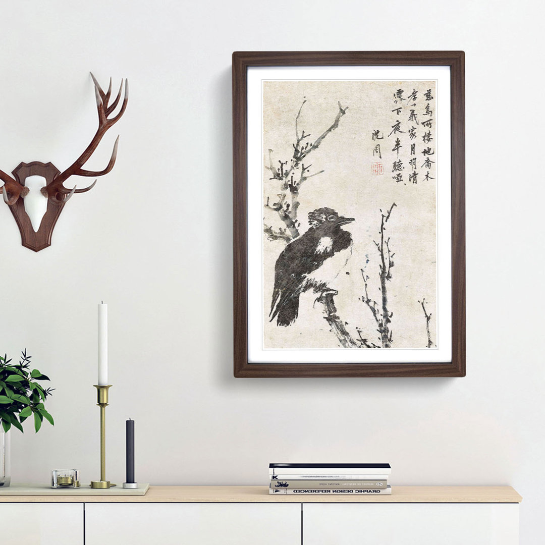 Bird upon a Branch by Shen Zhou - Picture Frame Painting Print