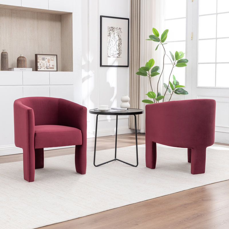Chaise courbée en velours 29,13 po de hauteur, Rouge
