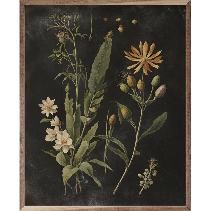 Imprimé floral rétro crème noir, H 20 po x l 16 po