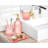 Pink glass bathroom accessory set