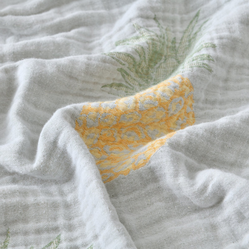 Couverture en gaze 100% jacquard Tropical, Grand lit, Vert clair