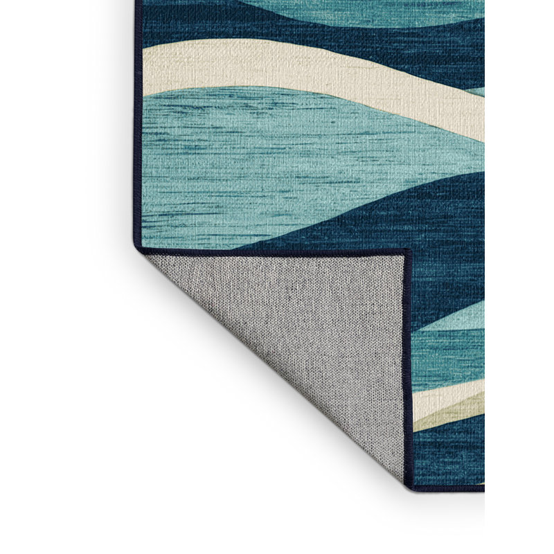  Tapis hawaïen lavable à vagues abstraites, Carré 4 pi