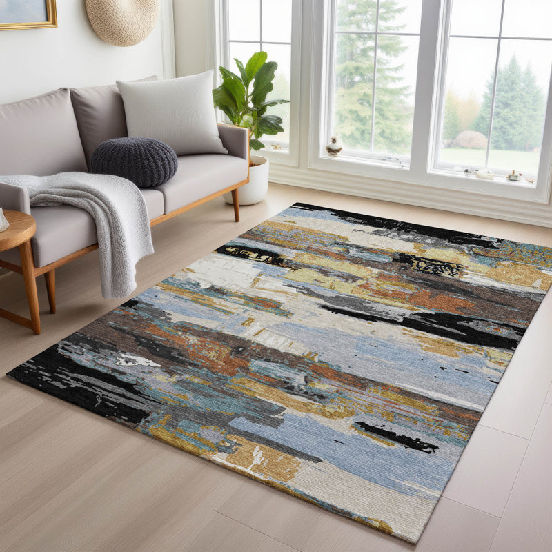 Machine Washable Indoor/Outdoor Boruta ACN2249 Abstract Rug, Rectangle 5' x 7'6"