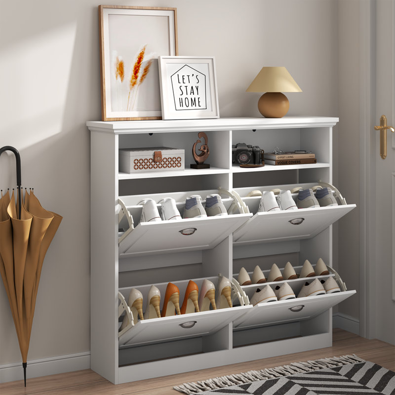 20 Pair Flip Down Shoe Storage, White
