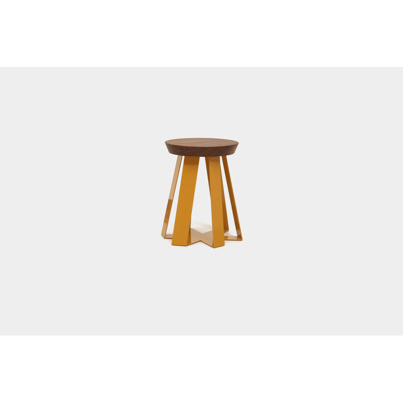 ARS Solid Wood End Table, Walnut, Yellow