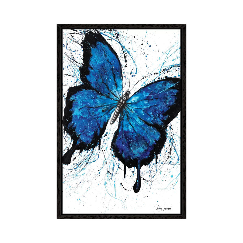 Beach Butterfly by Ashvin Harrison - Print on Canvas, 152.5 cm H x 101.5 cm W, Black Framed