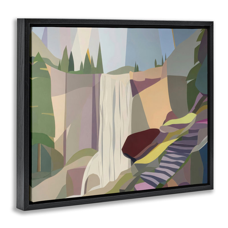 Cadre flottant Yosemite & Mist Trail, design par Melba Browne, Cadre flottant noir de jais, H 17 po x l 21 po