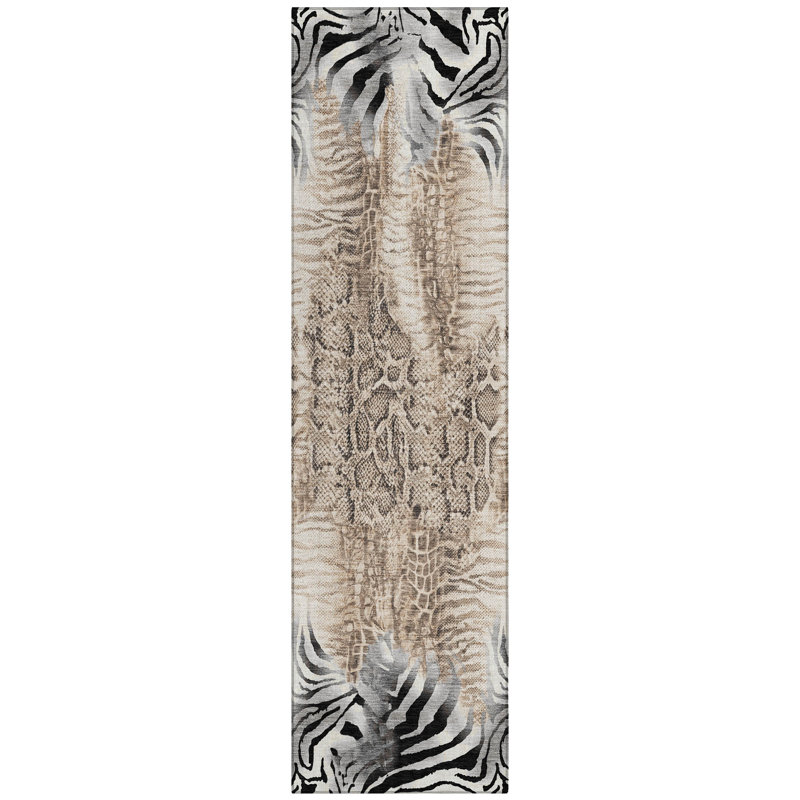 Machine Washable Indoor/Outdoor Jenning ACN2276 Animal Rug, Runner 2'3" x 7'6"