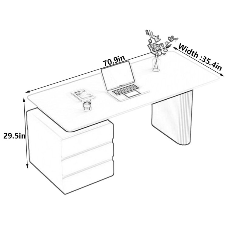 Bureau Chilliwack, H 29,5 po x l 70,9 po x P 35,4 po