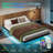 Floating Metal Bed Frame With LED Lights,Underbed Storage,No Boxspring Needed-96310571