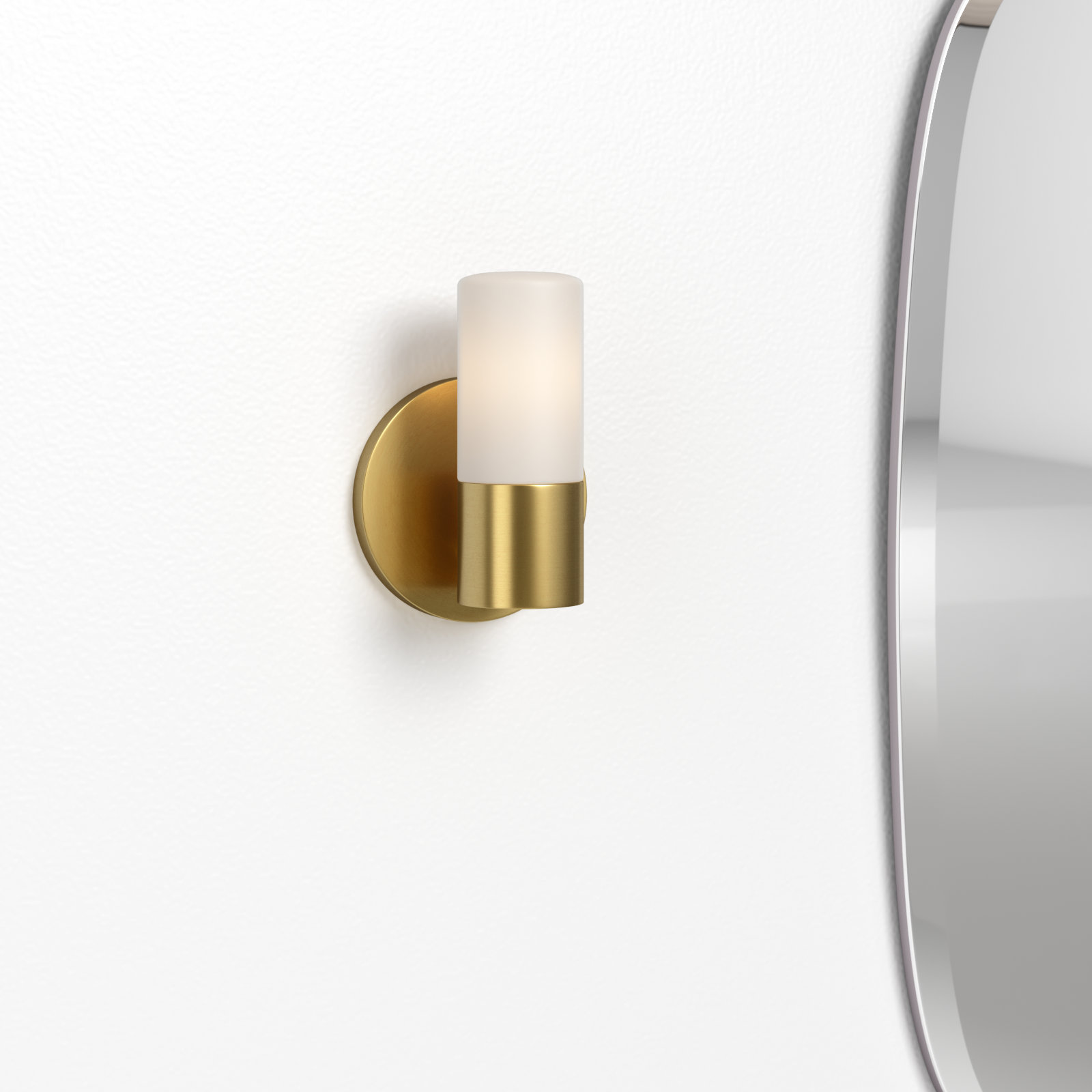 Otto Single Light Glass Dimmable Armed Sconce, Aged Brass