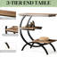Table moderne en forme de C avec utilitaire à trois niveaux, finition noir mat, plateau brun foncé, convient aux coins serrés de la maison et structure réglable, chambre ou salon de H 25,66 po x l 23,52 po x l 11,88 po