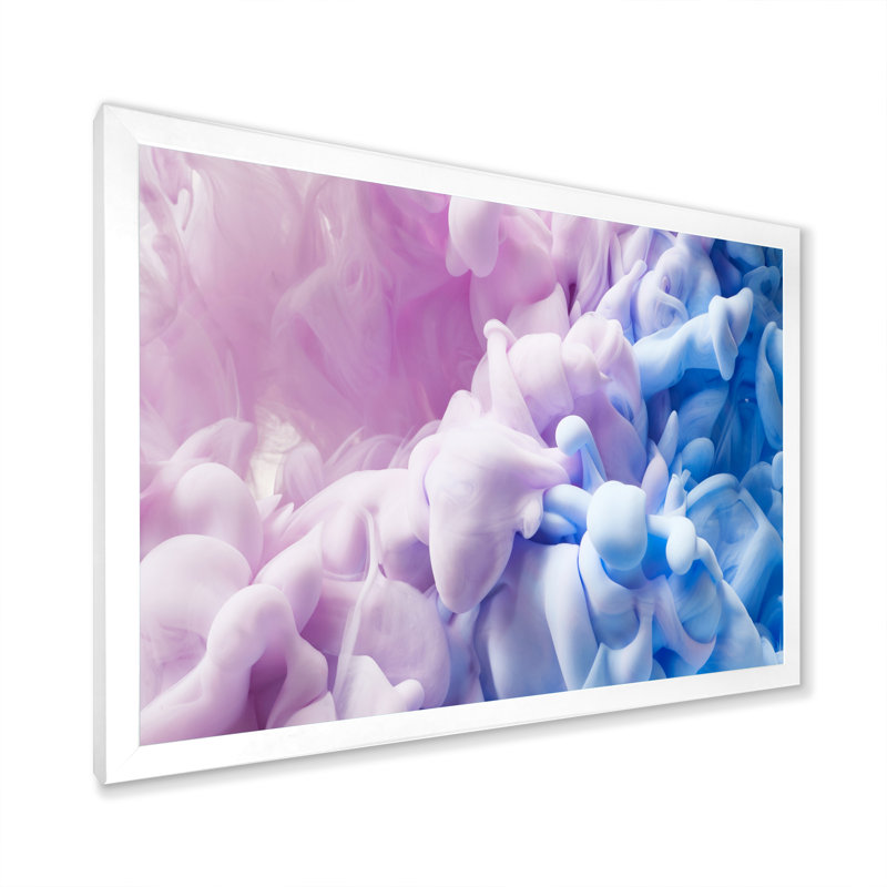 Encre rose et bleue liquide, reproduction sur toile flottante, Cadre photo blanc, H 24 po x l 36 po x P 1 po