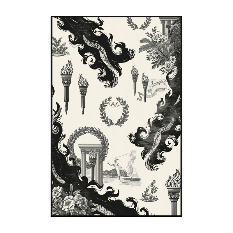 Tapis beige classique lavable à la machine à flamme flamme olympique Medford, 3 x 5