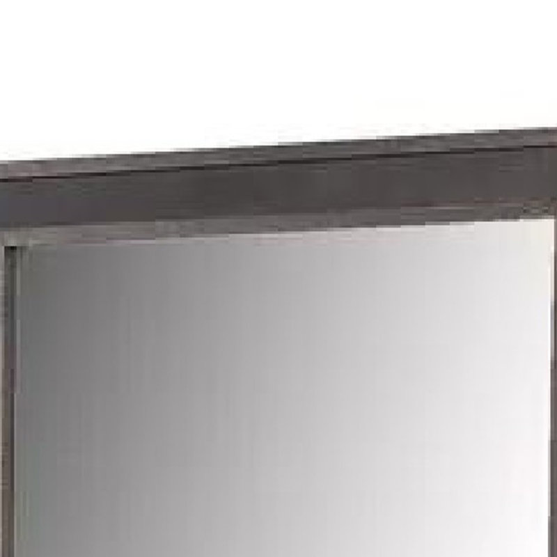 Miroir de commode, cadre en bois brun rustique et gris anthracite, 36 po