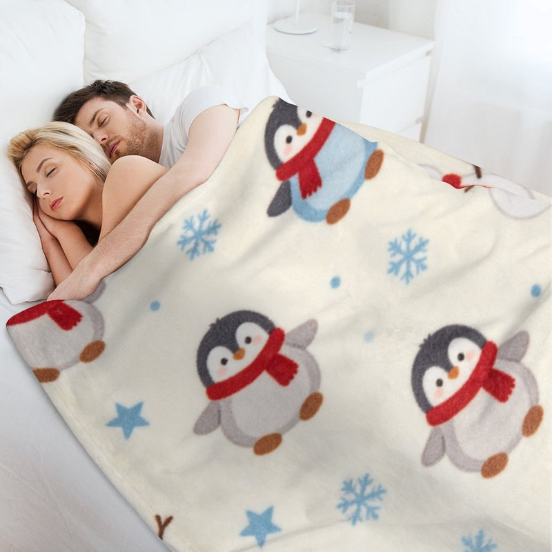 Jeté en flanelle Penguins Snowmen Luxury, 60 x 80 po
