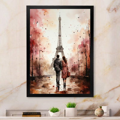 «Paris Eiffel Tower Passion Vintage Watercolor I», reproduction d'art sur toile