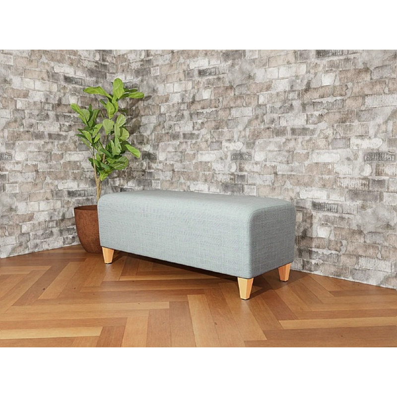 Banc de réception Ravenna, Bois naturel, Chambray écume de mer