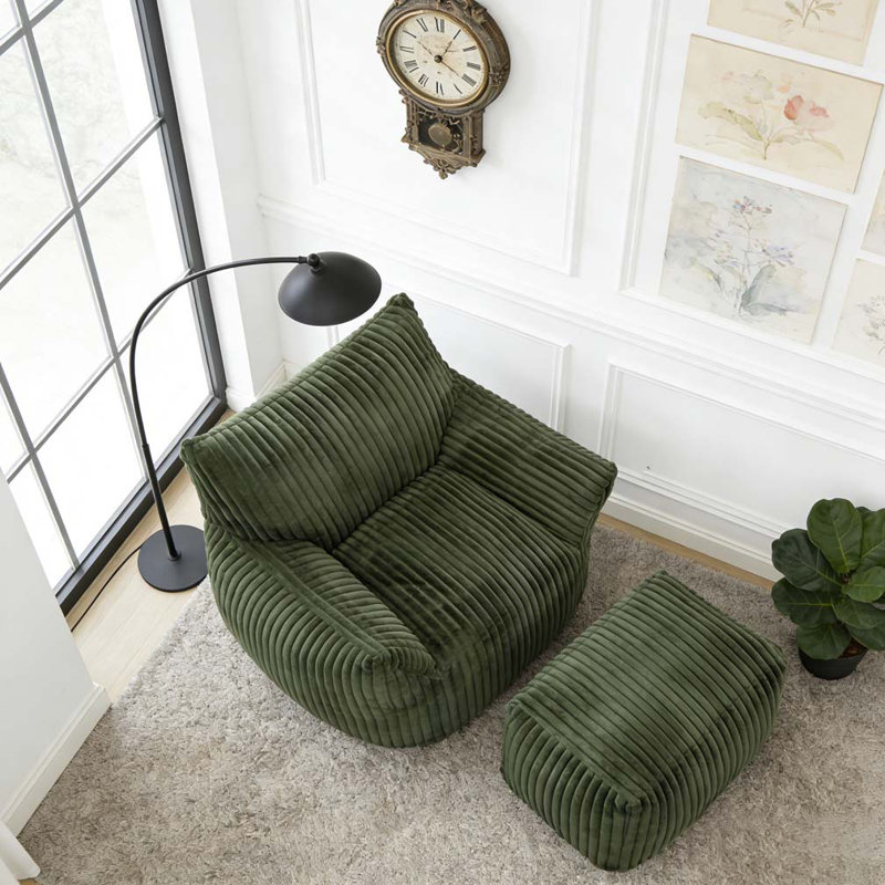Sofa Chair with Ottoman, Green