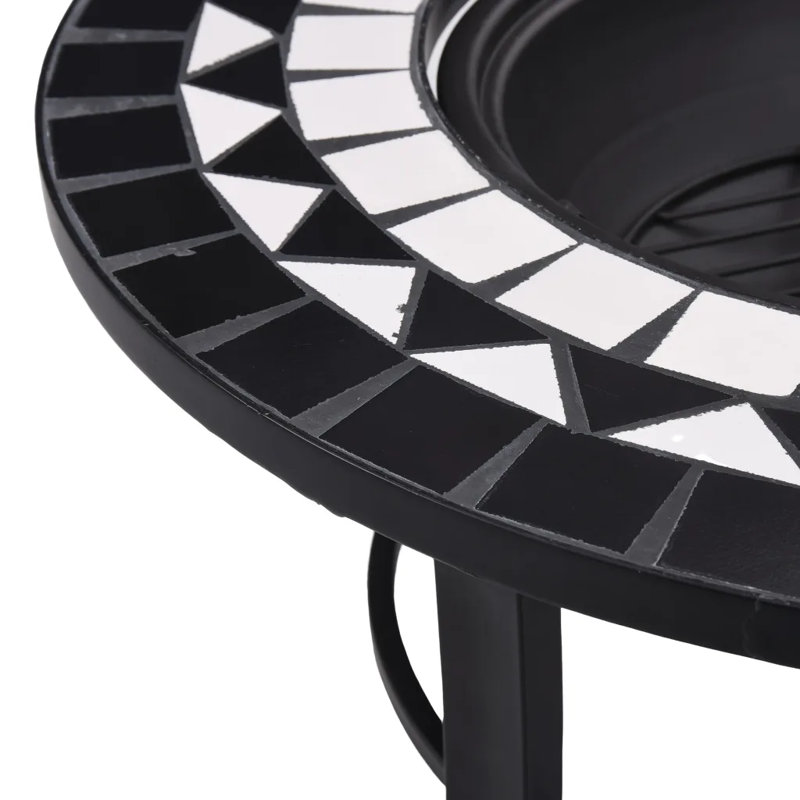 Eastchester Mosaic Fire Pit 68cm Ceramic, Black/White