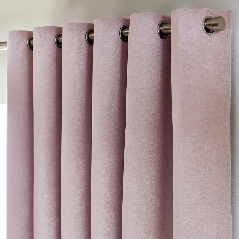 Eilfried Chenille Ring Top Eyelet Curtains, Pink, 168cm Width x 183cm Drop