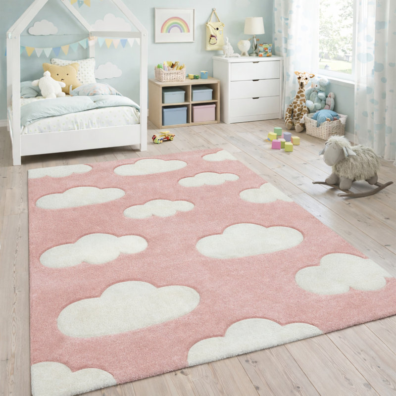 Tapis rose / blanc gagnon, Rectangle 2 pi 8 po x 4 pi 11 po