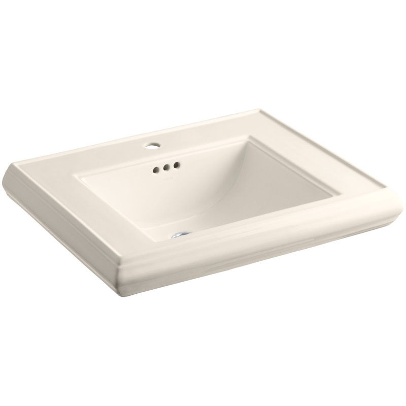 Memoirs Rectangular Pedestal Bathroom Sink with Overflow, Innocent Blush, Single Hole Faucet