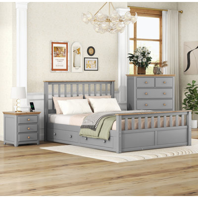 Solid Wood Sleigh 3 Piece Bedroom Set, Bedroom Furniture Sets, Solid Wood Bedroom Set
