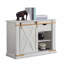 Console de style rustique blanc antique avec canapé et table d'appoint avec tiroirs