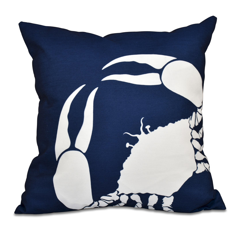 Beach Vacation Reversible Throw Pillow, 18" H x 18" W, Navy Blue