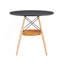 Table de salle à manger circulaire de 31,5 pouces de diamètre, plateau en panneau de fibres à densité moyenne noir, pieds en bois massif, avec structure de panier de rangement suspendue. Une table basse décontractée pouvant accueillir de 2 à 4 personnes.-1549637197
