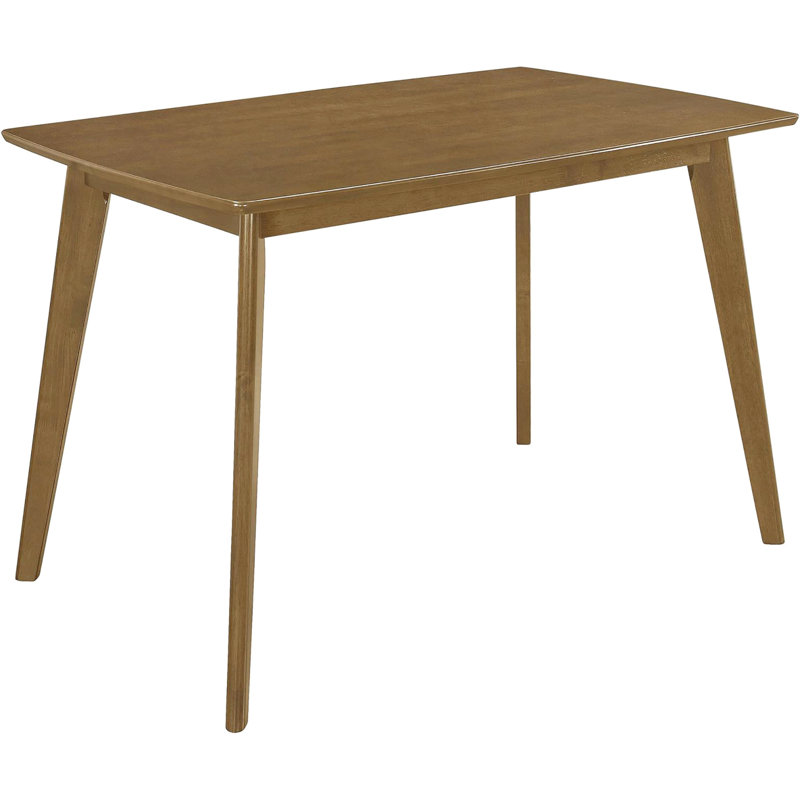 Table rectangulaire en bois massif à finition châtaignier, pieds inclinés pour une pièce attrayante
