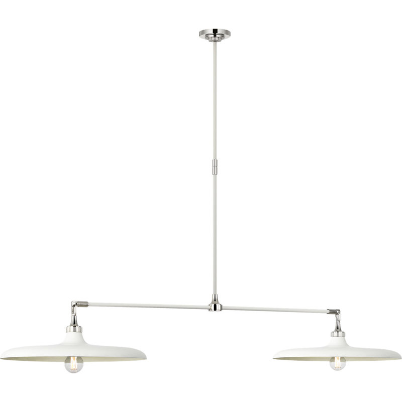 Piatto 63" Linear Pendant with Shade, Polished Nickel/Plaster White