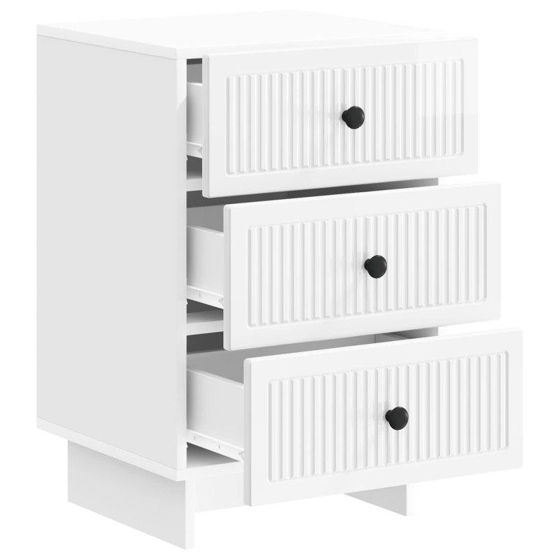 43cm W Manufactured Wood Bedside Table, High Gloss White