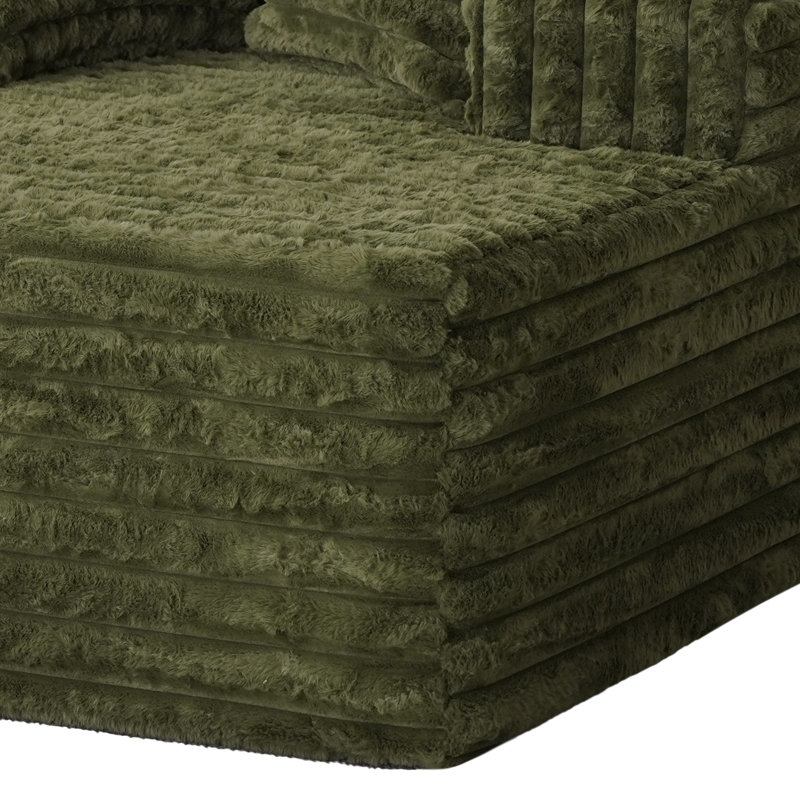 Chaise longue rembourrée en velours côtelé Compression, Vert
