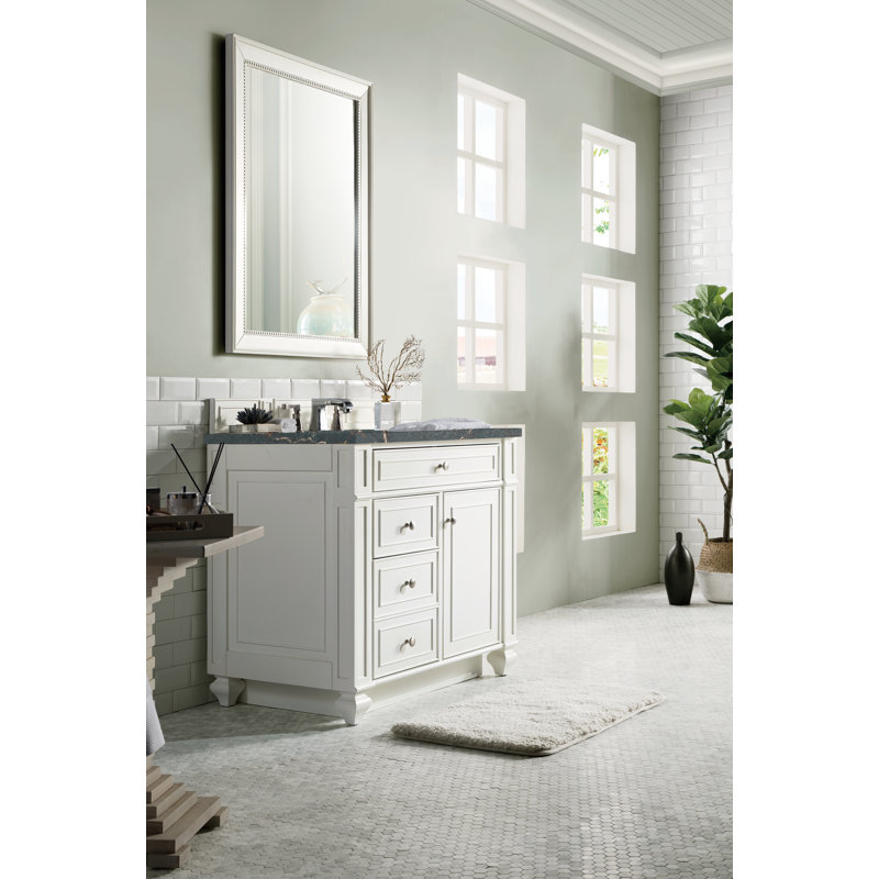 Bristol 36'' W Single Vanity, Bright White, Parisien Bleu Quartz, 8" Widespread