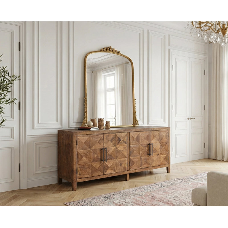Fiona 70" Solid Wood Sideboard, Walnut finish, Walnut