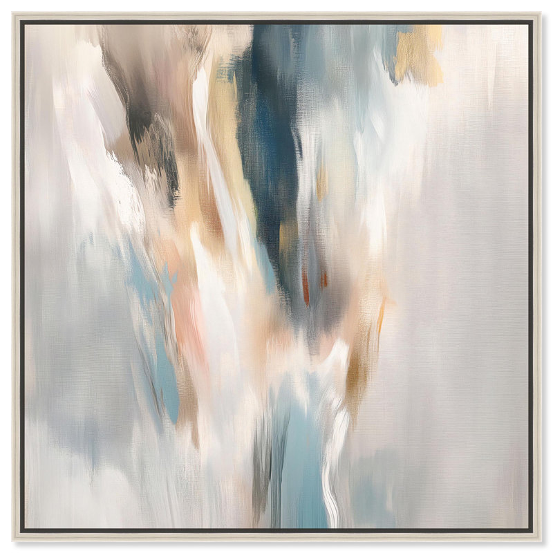 «Gilded Gorge II», art abstrait neutre par Art Remedy, H 21 po x l 21 po, Cadre flottant, Argent argent