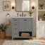 Meuble-lavabo en bois 30 po avec lavabo, deux portes, deux tiroirs et une tablette ouverte, gris